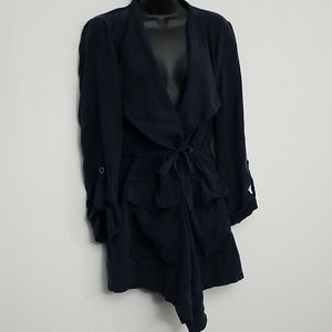 NWT Zara Navy Waterfall Jacket Sz XS